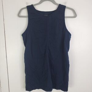 Athleta Foothill Seamless Tank Top Womens M Yoga Navy Tie Back Chafe Free
